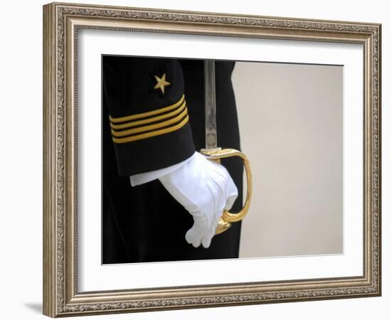 A U.S. Naval Academy Midshipman Stands at Attention-Stocktrek Images-Framed Photographic Print