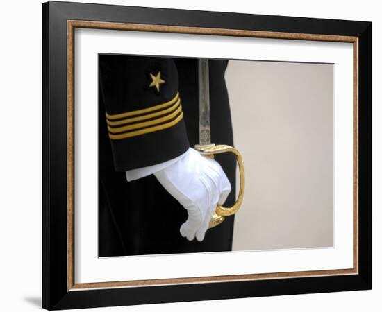 A U.S. Naval Academy Midshipman Stands at Attention-Stocktrek Images-Framed Photographic Print