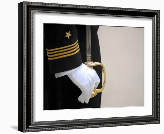 A U.S. Naval Academy Midshipman Stands at Attention-Stocktrek Images-Framed Photographic Print