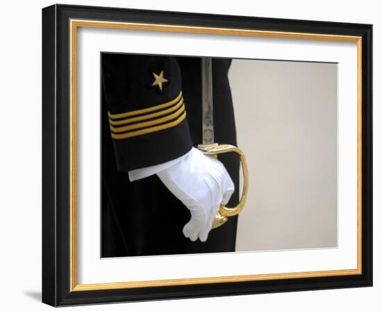 A U.S. Naval Academy Midshipman Stands at Attention-Stocktrek Images-Framed Photographic Print