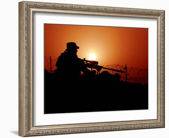 A U.S. Special Forces Soldier Armed with a Mk-12 Sniper Rifle at Sunset-Stocktrek Images-Framed Photographic Print