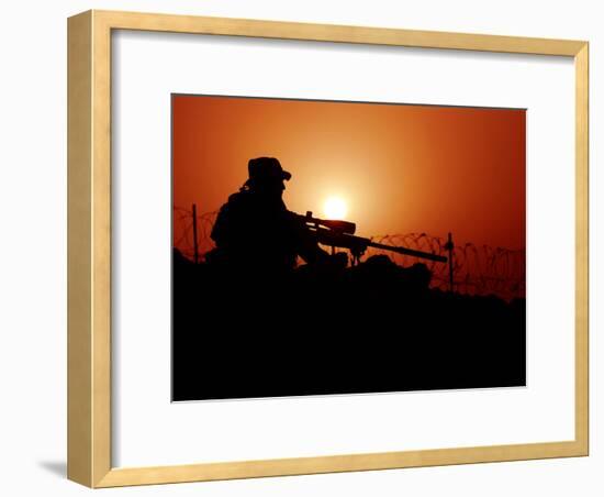 A U.S. Special Forces Soldier Armed with a Mk-12 Sniper Rifle at Sunset-Stocktrek Images-Framed Photographic Print