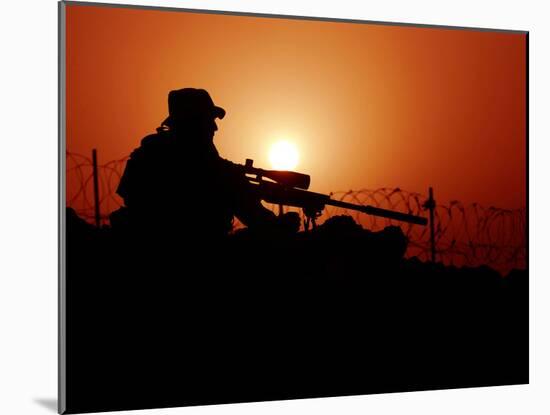A U.S. Special Forces Soldier Armed with a Mk-12 Sniper Rifle at Sunset-Stocktrek Images-Mounted Photographic Print