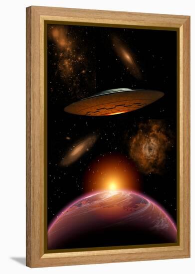 A Ufo on its Journey Through the Vastness of Our Galaxy-null-Framed Stretched Canvas