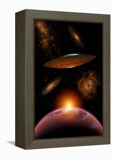 A Ufo on its Journey Through the Vastness of Our Galaxy-null-Framed Stretched Canvas