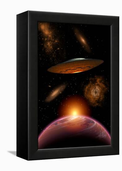 A Ufo on its Journey Through the Vastness of Our Galaxy-null-Framed Stretched Canvas