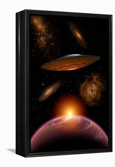 A Ufo on its Journey Through the Vastness of Our Galaxy-null-Framed Stretched Canvas