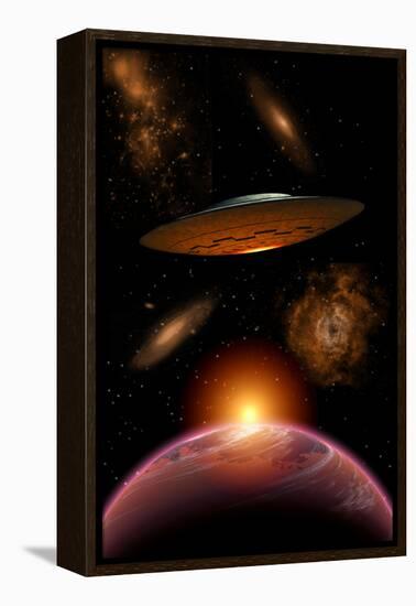 A Ufo on its Journey Through the Vastness of Our Galaxy-null-Framed Stretched Canvas