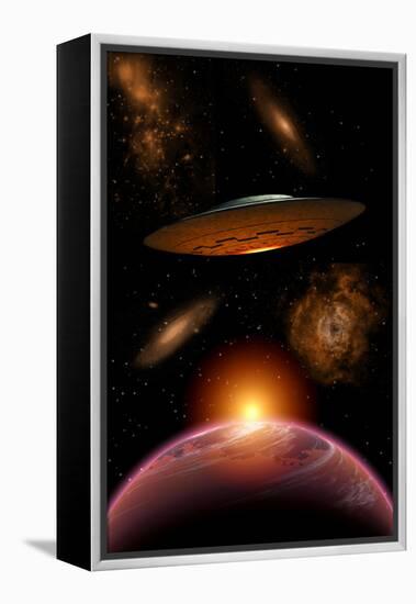 A Ufo on its Journey Through the Vastness of Our Galaxy-null-Framed Stretched Canvas