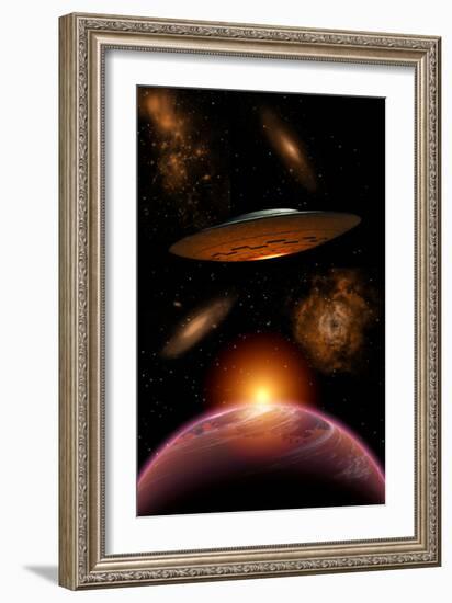 A Ufo on its Journey Through the Vastness of Our Galaxy-null-Framed Premium Giclee Print