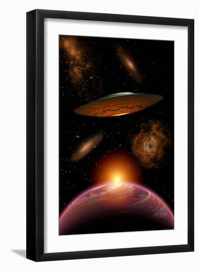 A Ufo on its Journey Through the Vastness of Our Galaxy-null-Framed Premium Giclee Print