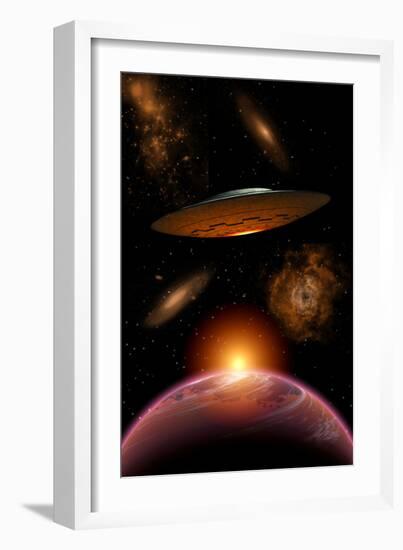 A Ufo on its Journey Through the Vastness of Our Galaxy-null-Framed Premium Giclee Print