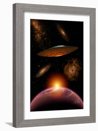 A Ufo on its Journey Through the Vastness of Our Galaxy-null-Framed Art Print