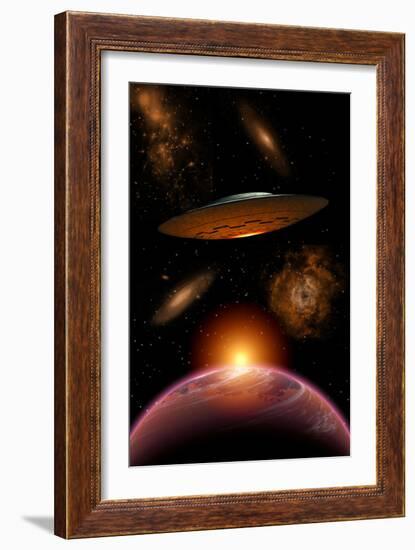 A Ufo on its Journey Through the Vastness of Our Galaxy-null-Framed Art Print