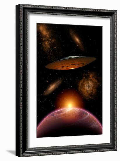 A Ufo on its Journey Through the Vastness of Our Galaxy-null-Framed Art Print