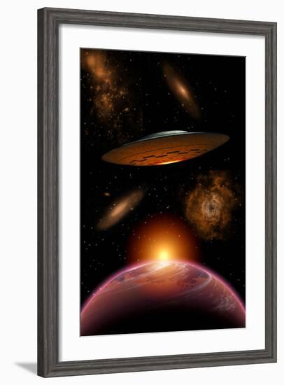 A Ufo on its Journey Through the Vastness of Our Galaxy-null-Framed Art Print