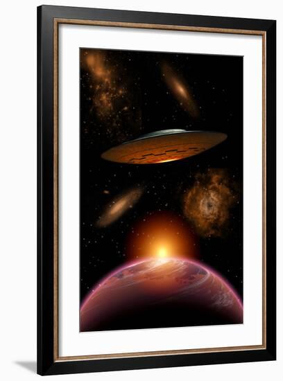 A Ufo on its Journey Through the Vastness of Our Galaxy-null-Framed Art Print