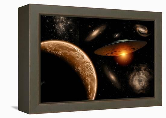 A Ufo on its Journey Through the Vastness of Our Galaxy-null-Framed Stretched Canvas