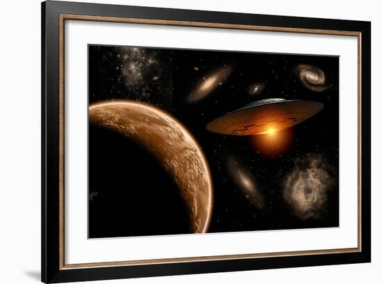 A Ufo on its Journey Through the Vastness of Our Galaxy-null-Framed Art Print