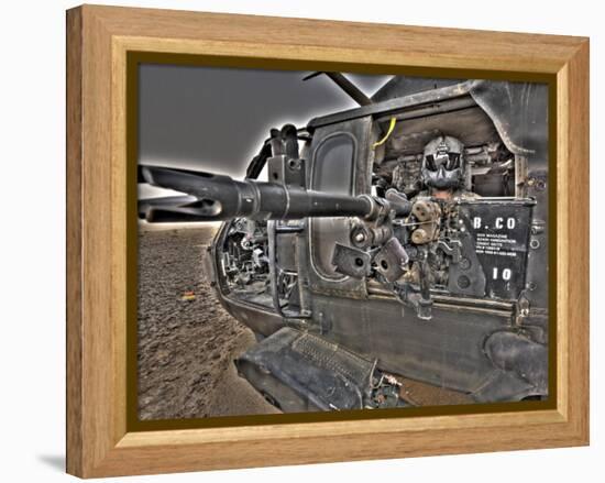 A UH-60 Black Hawk Door Gunner Manning a M240G Medium Machine Gun-null-Framed Premier Image Canvas