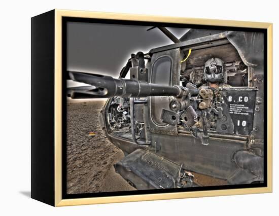 A UH-60 Black Hawk Door Gunner Manning a M240G Medium Machine Gun-null-Framed Premier Image Canvas