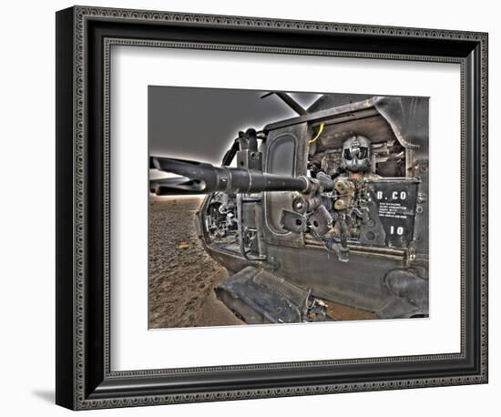 A UH-60 Black Hawk Door Gunner Manning a M240G Medium Machine Gun-null-Framed Photographic Print