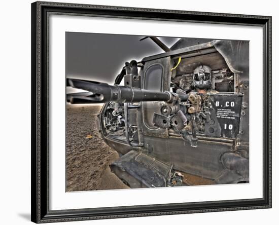 A UH-60 Black Hawk Door Gunner Manning a M240G Medium Machine Gun-null-Framed Photographic Print