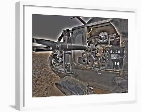 A UH-60 Black Hawk Door Gunner Manning a M240G Medium Machine Gun-null-Framed Photographic Print