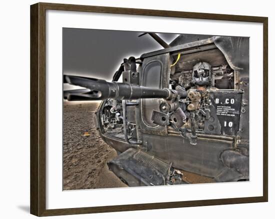 A UH-60 Black Hawk Door Gunner Manning a M240G Medium Machine Gun-null-Framed Photographic Print