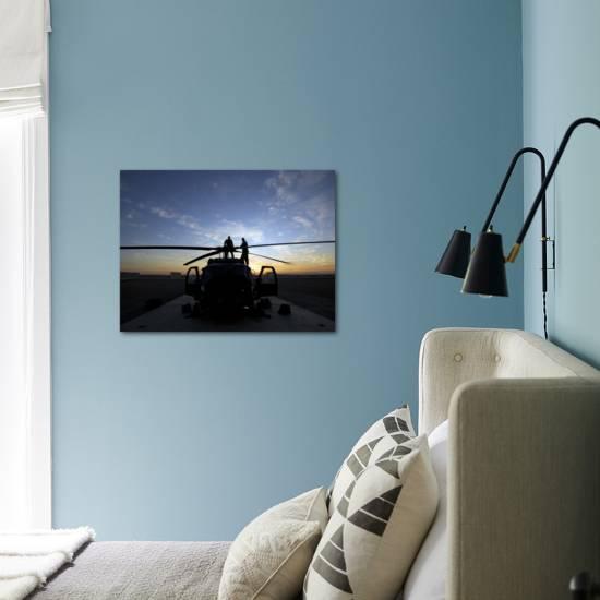 A Uh 60 Black Hawk Helicopter On The Flight Line At Sunset Photographic Print By Art Com