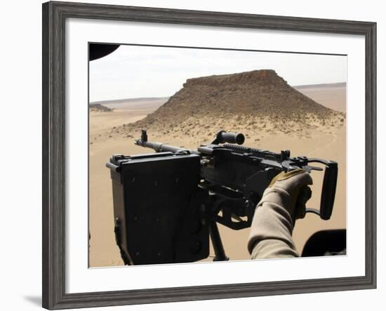 A UH-60 Blackhawk Helicopter Crew Chief Holds an M240G Medium Machine Gun During a Flight-Stocktrek Images-Framed Photographic Print