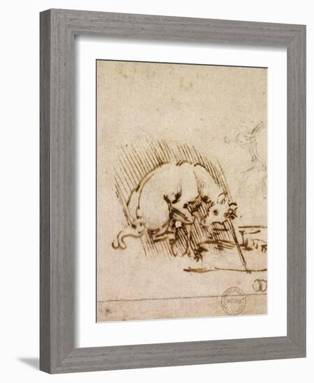 A Unicorn Dipping its Horn into a Pool of Water, C.1481-Leonardo da Vinci-Framed Giclee Print