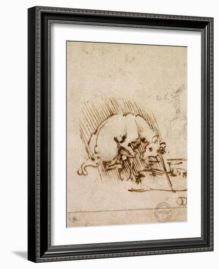 A Unicorn Dipping its Horn into a Pool of Water, C.1481-Leonardo da Vinci-Framed Giclee Print