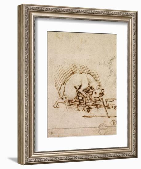 A Unicorn Dipping its Horn into a Pool of Water, C.1481-Leonardo da Vinci-Framed Giclee Print