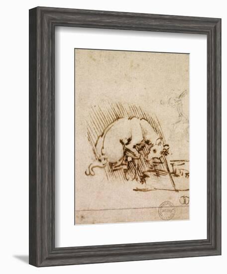 A Unicorn Dipping its Horn into a Pool of Water, C.1481-Leonardo da Vinci-Framed Giclee Print