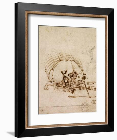 A Unicorn Dipping its Horn into a Pool of Water, C.1481-Leonardo da Vinci-Framed Giclee Print