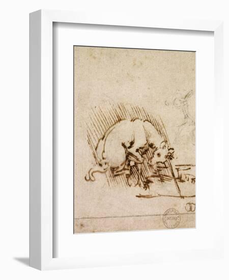 A Unicorn Dipping its Horn into a Pool of Water, C.1481-Leonardo da Vinci-Framed Giclee Print