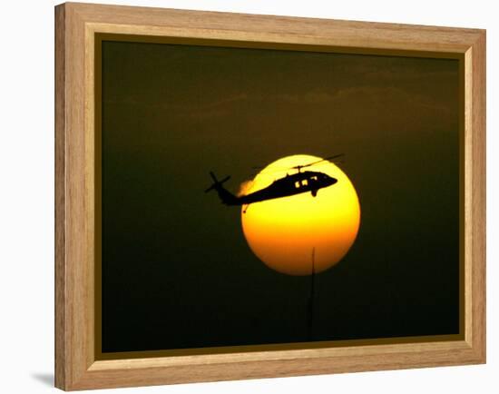 A US Military Helicopter Flies Over the Heavily Fortified Green Zone-Dusan Vranic-Framed Premier Image Canvas
