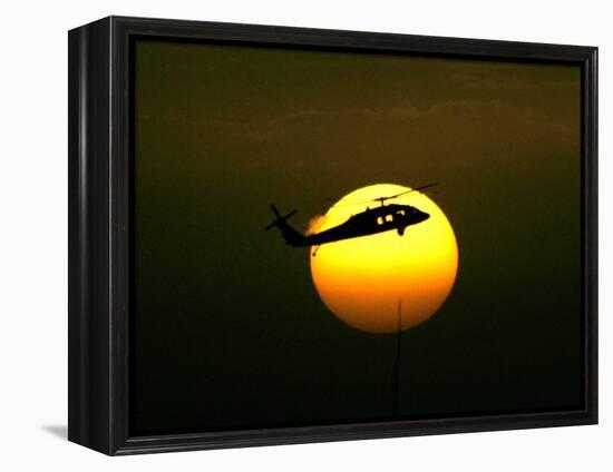 A US Military Helicopter Flies Over the Heavily Fortified Green Zone-Dusan Vranic-Framed Premier Image Canvas