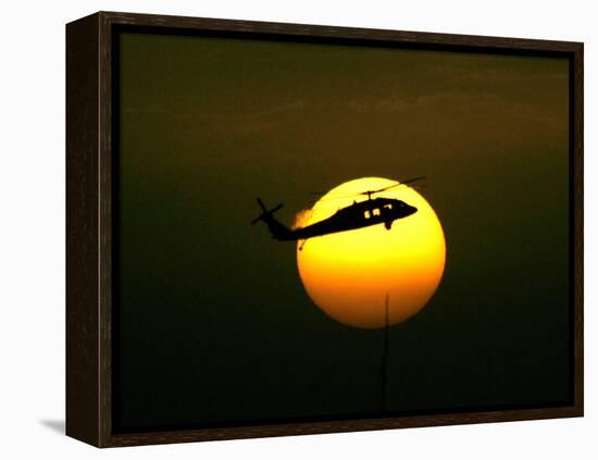 A US Military Helicopter Flies Over the Heavily Fortified Green Zone-Dusan Vranic-Framed Premier Image Canvas