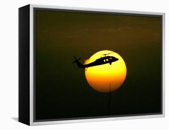 A US Military Helicopter Flies Over the Heavily Fortified Green Zone-Dusan Vranic-Framed Premier Image Canvas