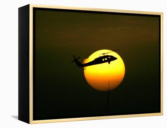 A US Military Helicopter Flies Over the Heavily Fortified Green Zone-Dusan Vranic-Framed Premier Image Canvas