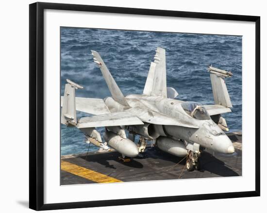 A US Navy F/A-18C Hornet Tied on the Flight Deck of USS Nimitz-Stocktrek Images-Framed Photographic Print