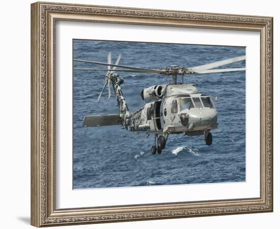 A US Navy SH-60F Seahawk Flying Off the Coast of Pakistan-Stocktrek Images-Framed Photographic Print