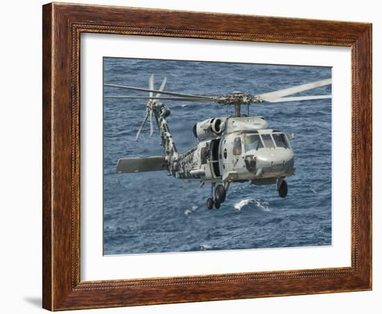 A US Navy SH-60F Seahawk Flying Off the Coast of Pakistan-Stocktrek Images-Framed Photographic Print