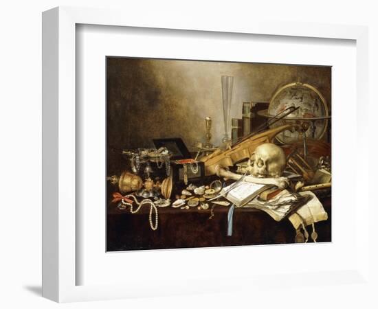 A Vanitas Still Life of Musical Instruments and Manuscripts, an Overturned Gilt Covered Goblet, a?-Pieter Claesz-Framed Giclee Print