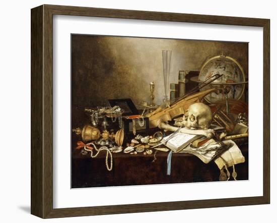 A Vanitas Still Life of Musical Instruments and Manuscripts-Pieter Claesz-Framed Giclee Print