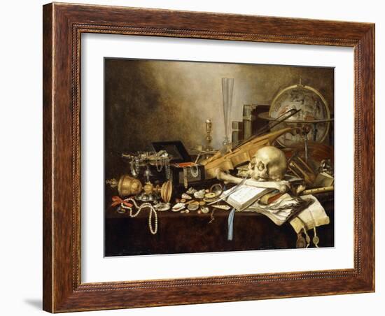 A Vanitas Still Life of Musical Instruments and Manuscripts-Pieter Claesz-Framed Giclee Print