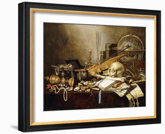 A Vanitas Still Life of Musical Instruments and Manuscripts-Pieter Claesz-Framed Giclee Print