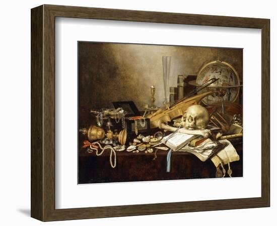 A Vanitas Still Life of Musical Instruments and Manuscripts-Pieter Claesz-Framed Giclee Print